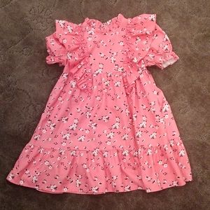Pink floral ruffle dress